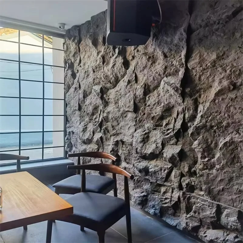 Ultra-light PU Cultural Stone Wall Panel Modern Geometric Fire Resistant Easy Transport Quick Install Villa Wall Decor