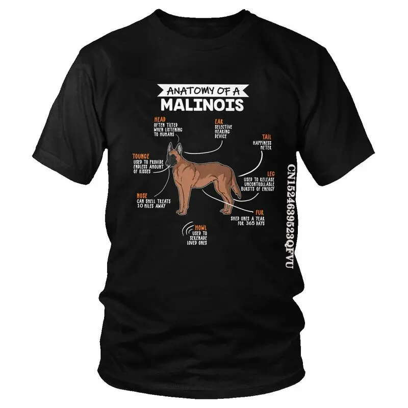 Anatomy Of A Malinois T Shirt Men's Cotton Oversized Printed Tshirts Men Tshirt Dog Owner Belgian Shepherd Mechelaar Tee Tops