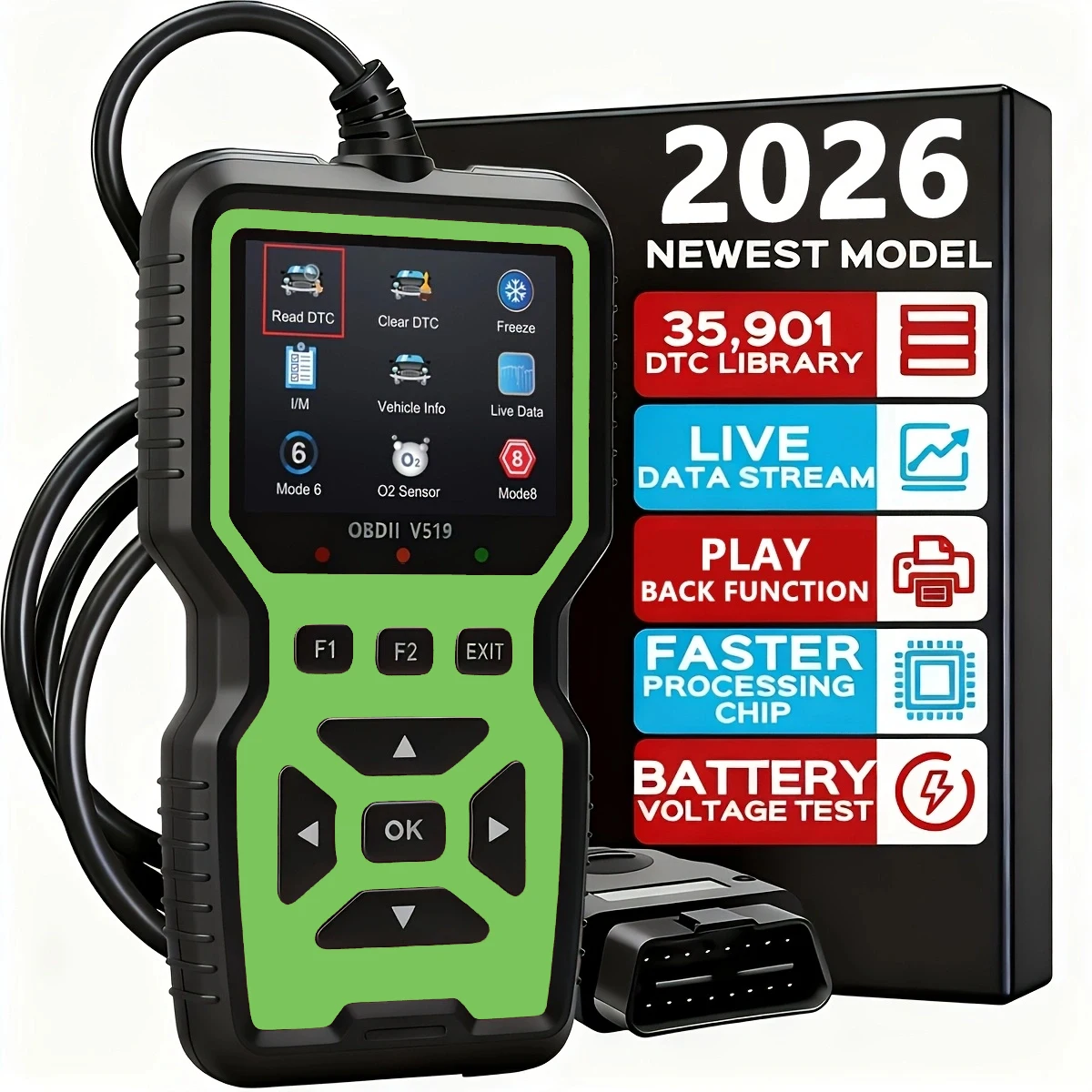 Professional Obd2 Diagnostic Tool for Heavy-Duty Vehicle Repair - Code Reader/Resetter, Supports Real-Time Data Stream, No Battery Required, Compatible with Vehicles from 1996 Onwards (Obdii/Eobd, Mode 6/8), Suitable for Mechanics, DIY Car Repair, Trucks, Motorcycles, Suvs - Compact Design, User-Friendly Control, Durable Equipment, Obd Ii Reader, Automotive