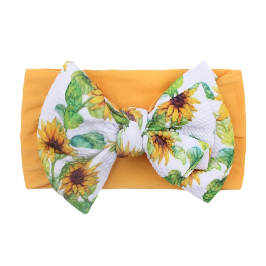 Neugeborene Baby Stirnband Blumen bedruckte Haar bänder für Mädchen Blume Kopf bedeckung Prinzessin Bowknot Headwrap Baby Haarschmuck