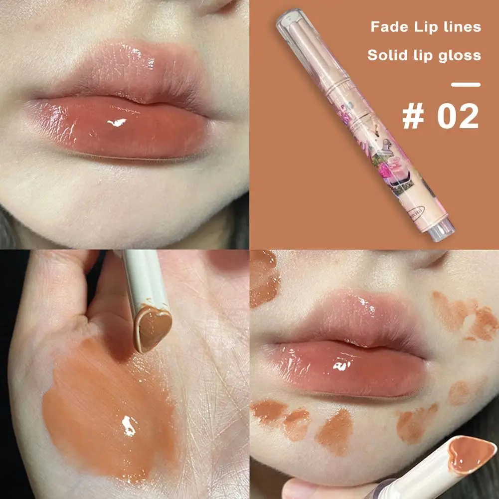 Moisturizing Lip Gloss Long-Lasting Mirror Effect Nourishing Solid Press-type Lipstick for Date Makeup