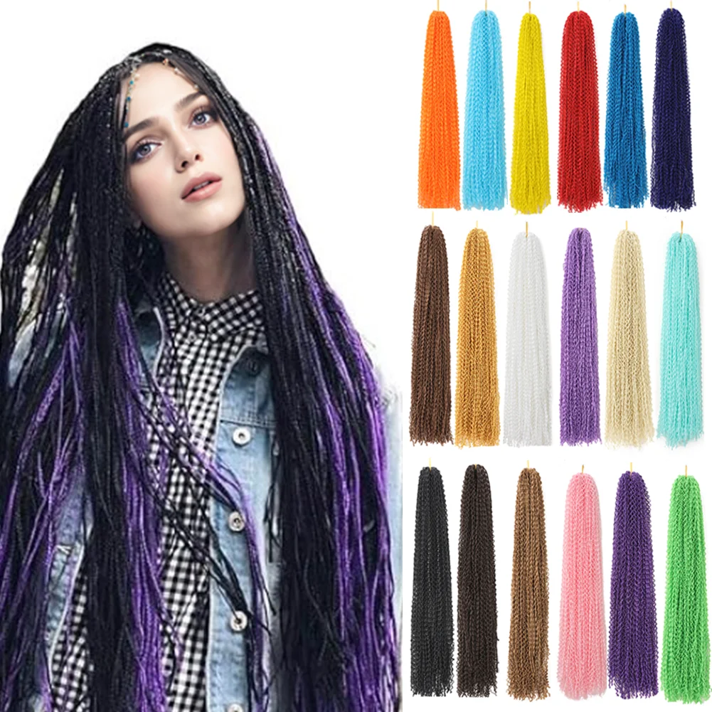 Zizi-Extensões De Cabelo De Trança De Torção Sintética, Cabelo De Crochê, Tranças De Caixa Colorida, Onda Profunda, Longo Senegalse