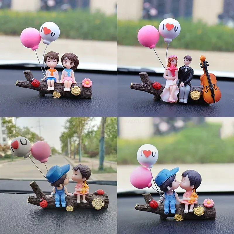 Автомобильные украшения, милые мультяшные фигурки для пар, воздушные шары, украшения, автомобильные аксессуары для интерьера для приборной панели, подарки для девочек