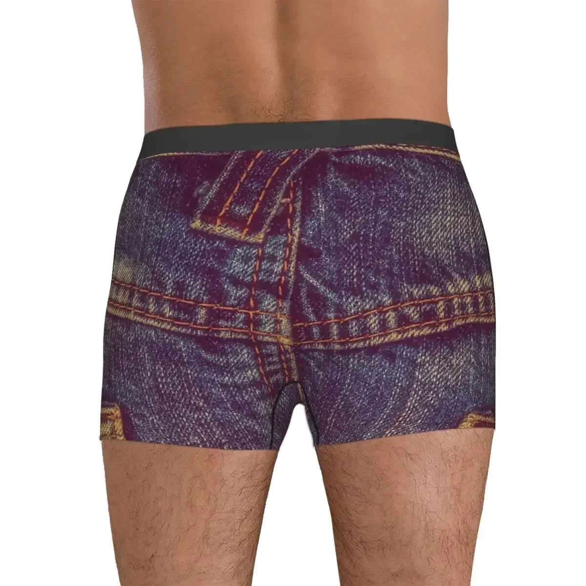 الملاكم السروال السراويل اثنين من جيب البنفسجي أنا أحب Bluejeans الدنيم سراويل الذكور الملابس الداخلية الناعمة ل أوم رجل صديقها هدية