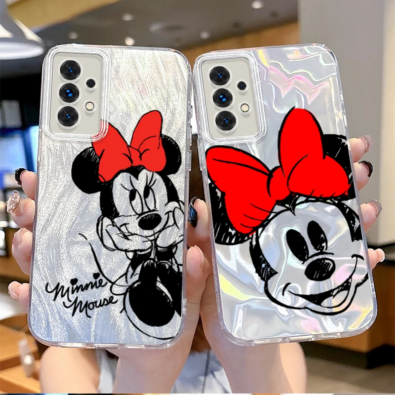 Disney Mickey Glitter Case for Samsung Galaxy S24 S23 Ultra Plus S21 FE A73 A72 A71 A54 A53 A52 A51 A50 A34 A33 A32 4G 5G Cover