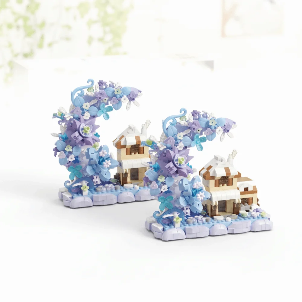 Mini Size Building Blocks Four Seasons Educational Greenhouse Blocks Forest Bricks Creative Windmill Tree House Blocks