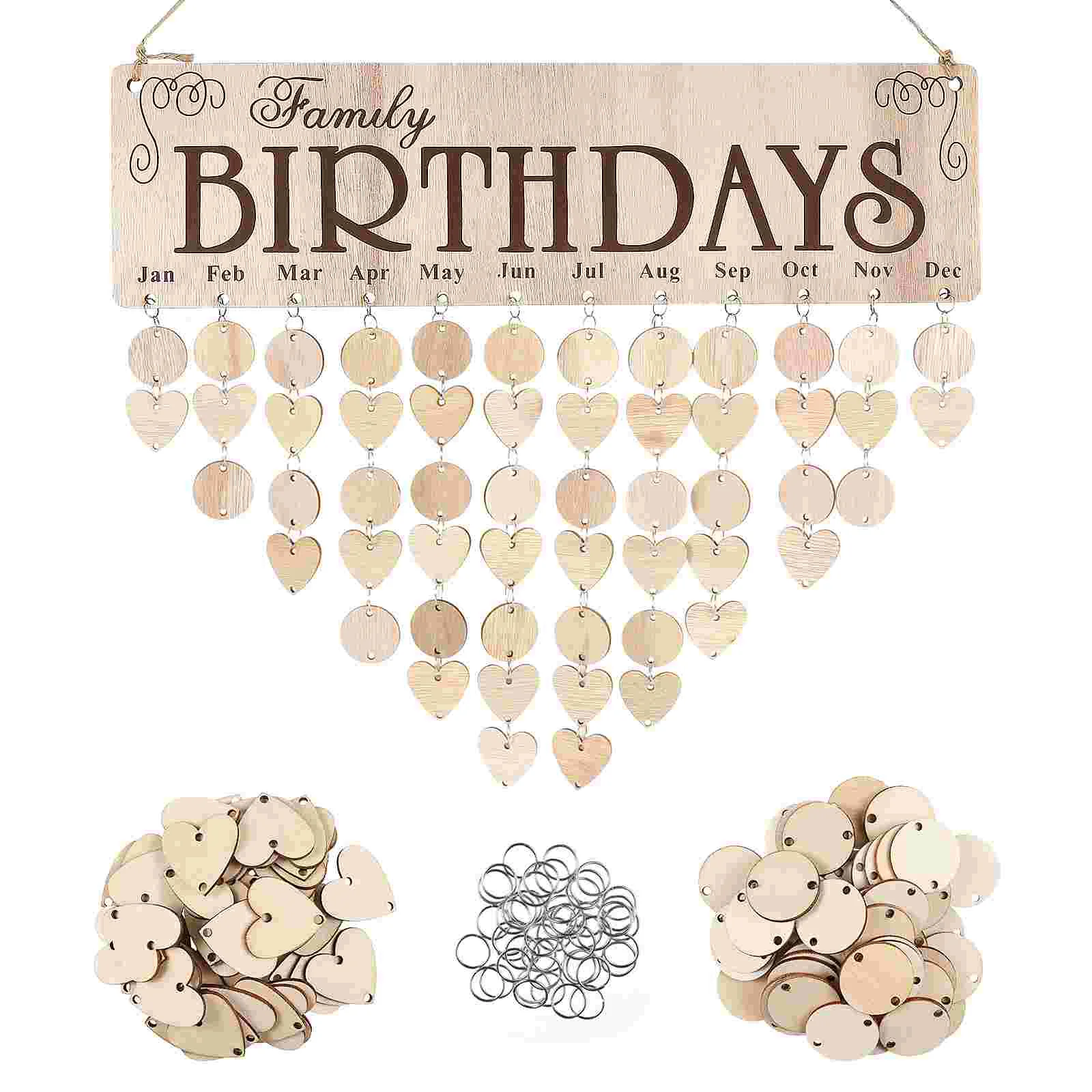 

New Year Calendar Perpetual Calander Birthday Opening Wooden Reminder Classroom Display Wall Decor Board Hanging Decorate