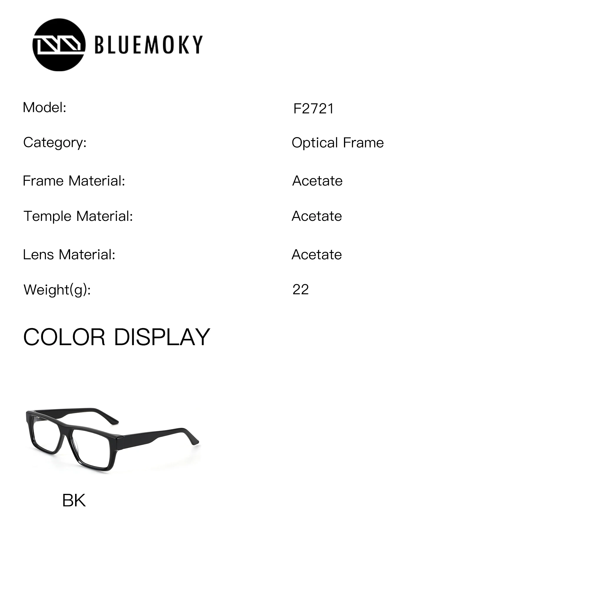 BLUEMOKY (XL Size) Acetate Square Prescription Glasses For Men Anti Blue Light Myopia Graduated Lenses Photochromic Eyewear