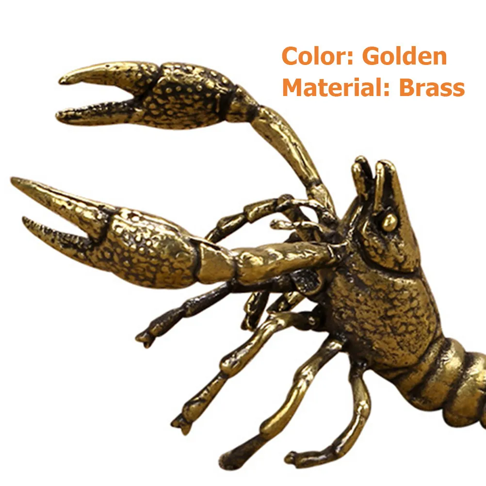 Brass Lobster Ornament – Handcrafted Polished Desktop Home Decor Gift, Small Lobster Figurine for Shelf or Desk