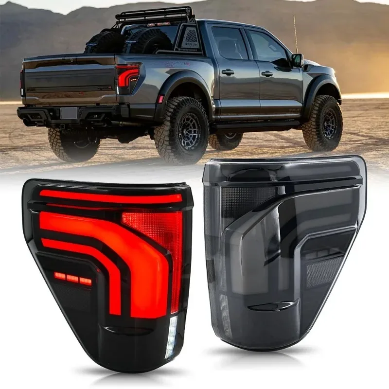 

For Ford F150 2021-2023 LED Tail Lights Pair Glossy Black Sequential Turn Signal Left & Right