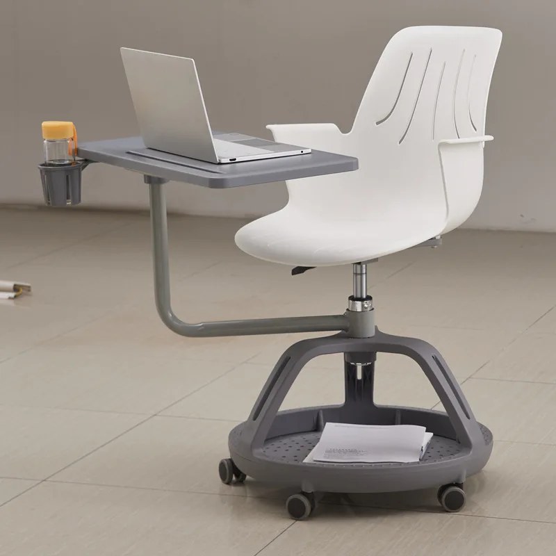Training Chair, Student Smart Classroom Training Chair with Rotatable Tablet, Press Office Plastic Backrest, Office School