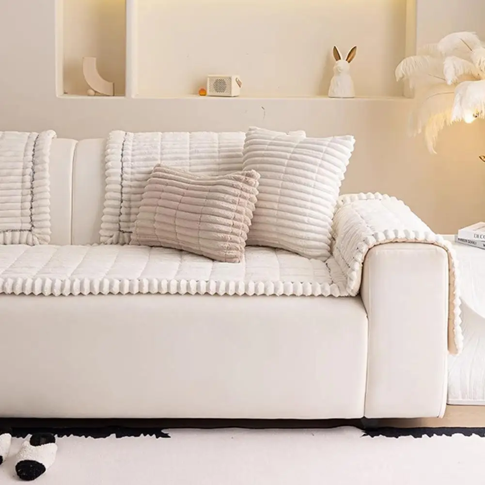 Non Slip Fuzzy Pet Couch Cover Washable Sofa Cover Non-slip Couch Protector Thick Soft Pet-friendly Slipcover for 3-cushion
