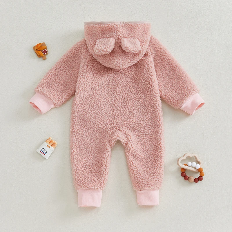 Флисовый комбинезон с длинным рукавом, на пуговицах, с капюшоном