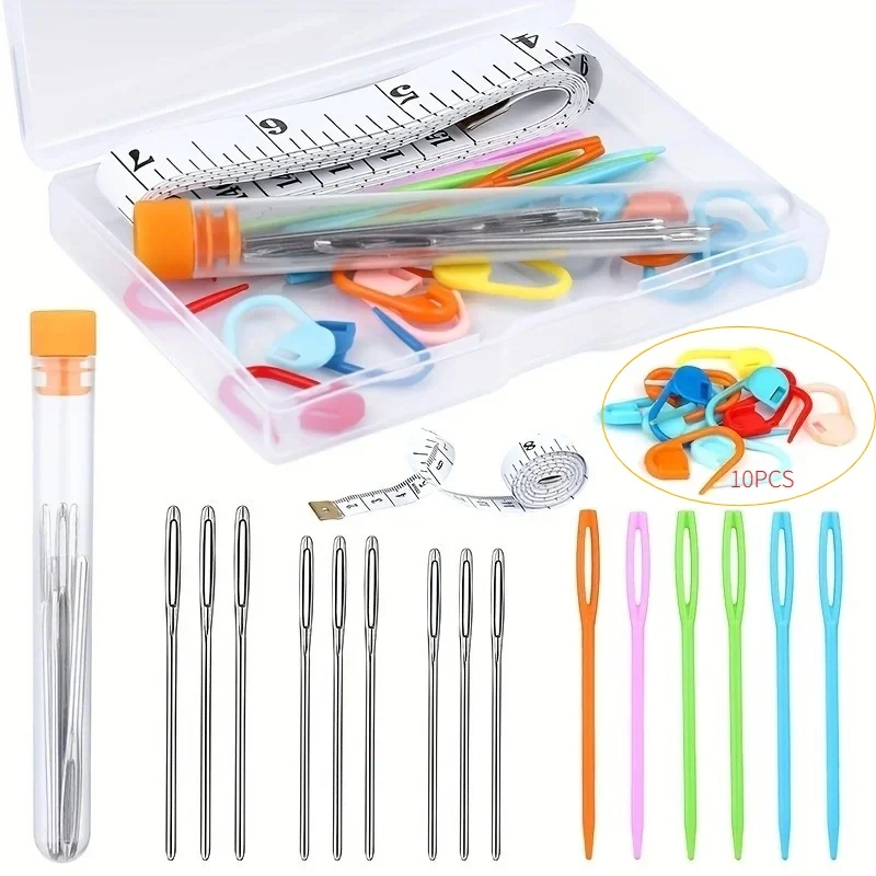 26Pcs Sewing Knitting Kits with Blunt Needles & Markers