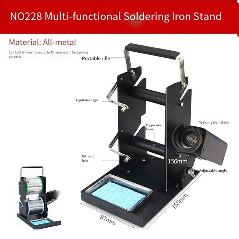 SEWS-Multifunctional Soldering Iron Stand Metal Double-Layer Design Solder Wire Holder Soldering Iron Support
