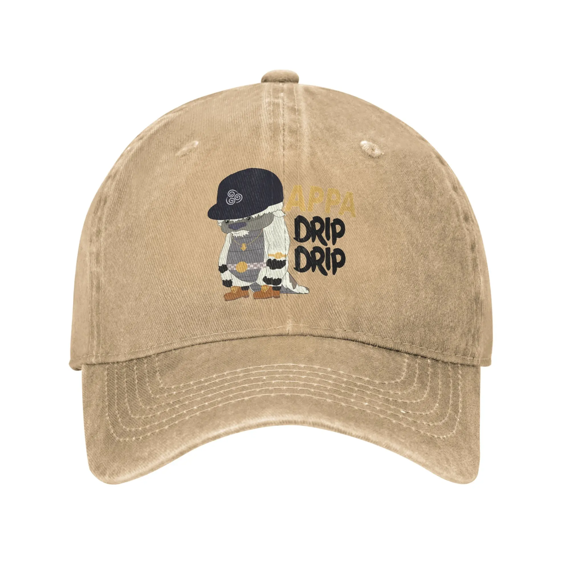 Appa Drip Drip Baseball Cap Casual Distressed Denim Washed The Last Airbenders Snapback Cap Unisex Outdoor  Adjustable Caps Hat