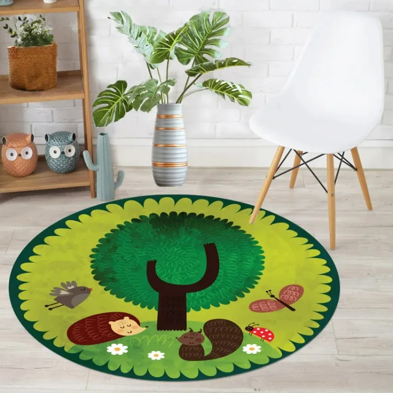 Bedroom Study Computer Chair Pad Tent Hanging Basket Floor Mat Cute Cartoon Children's Room Round Carpet