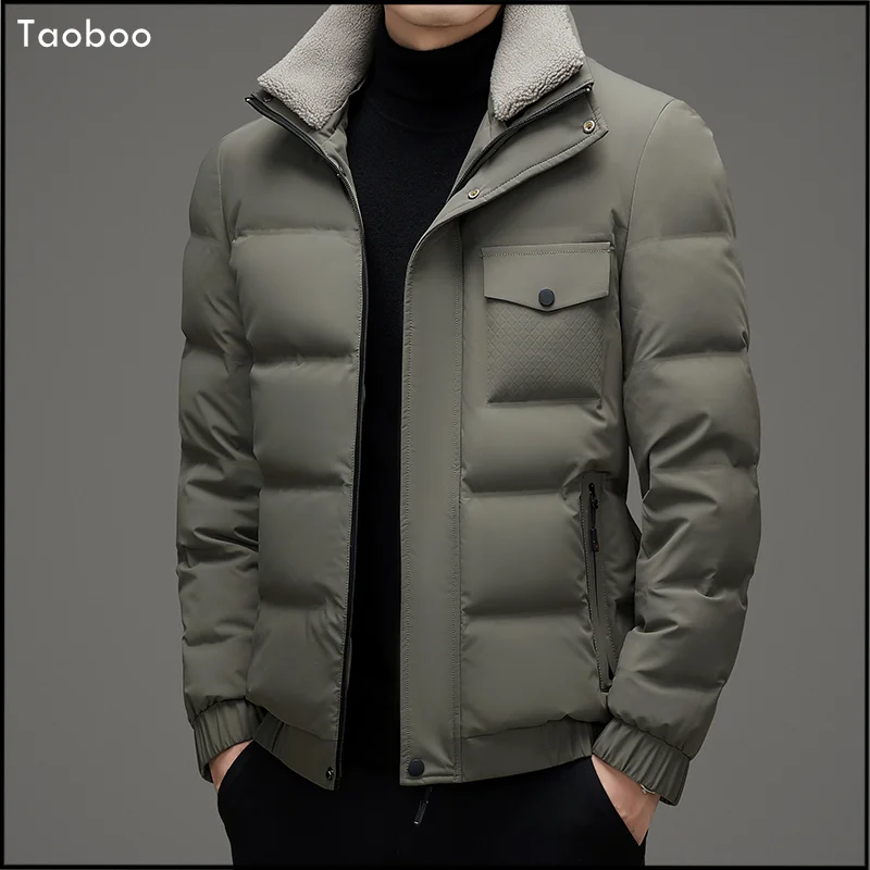 Taoboo 2024 Vintage Loose winter jackets for men Smart Casual Solid Fur Collar Thicken Warm Jackets 90% White Duck Down Jacket