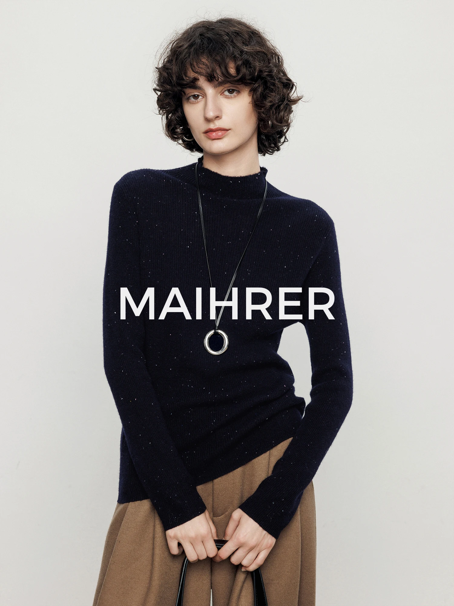 

Slim Fit Woolen Sweater Women's f High Collar Knitted Base Layer Top Casual Sle Medium Softn Long Sve Winter Warmth