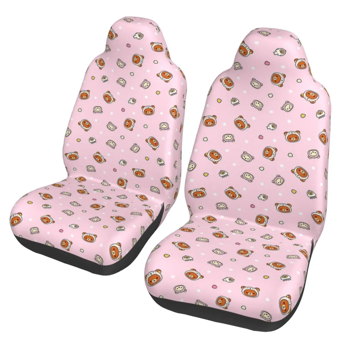 Kawaii Pink Rilakkumas Pattern Universal Car Seat Cover Four Seasons For SUV Car Seat Cushion Polyester Hunting
