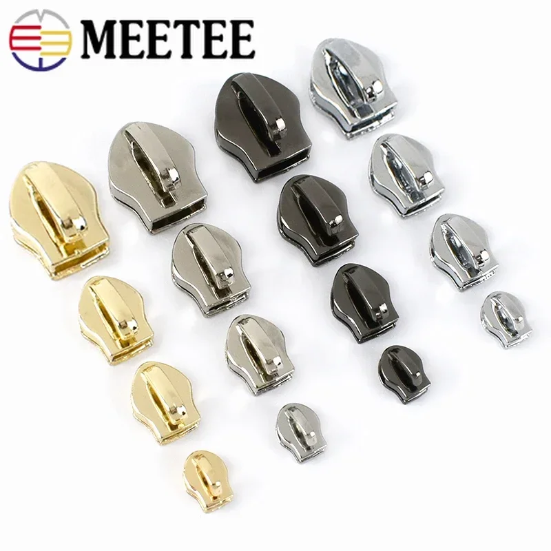 20/50Pcs Meetee Zipper Sliders for 3# 5# 8# 10# Nylon Zips Jacket Clothes Sewing Zippers Puller Pocket Zip Head Repair Kits