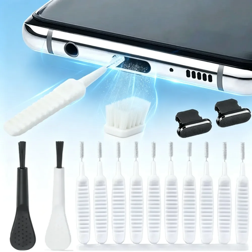 Phone Cleaning Kit 13Pcs Charging Port Speaker Cleaner Brush Dust Plug Fit iPhone 16 15 14 Earphones Xiaomi Samsung