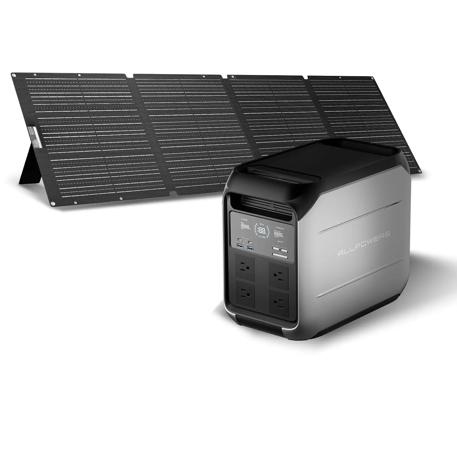 1800W Portable Power Station with 200W Solar Panel, Outdoor Camping Emergency Backup Battery Generator, Customized