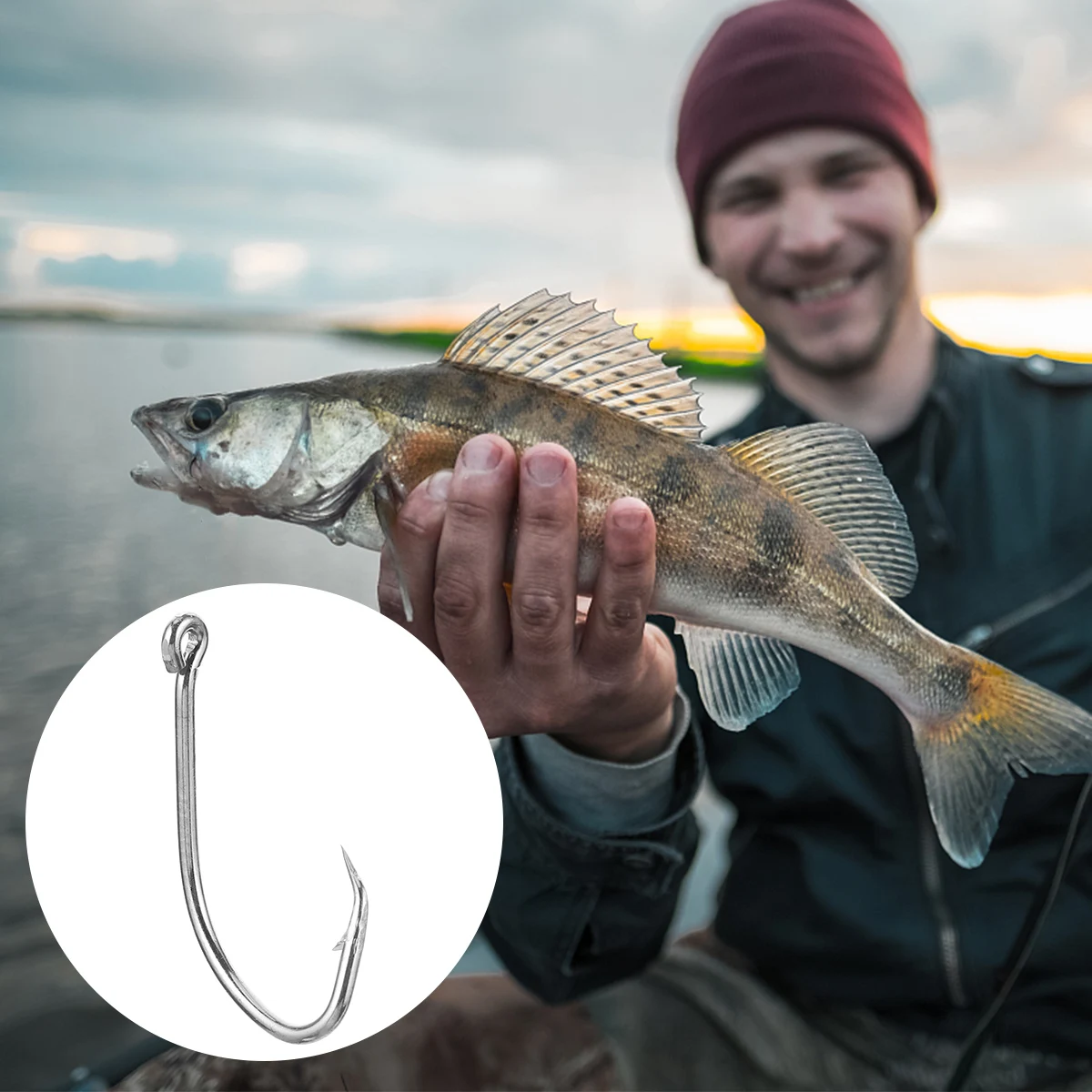 

100 Pcs Turtle Hook Herring Hooks Fish Fishing Baits Octopus Beak Circle Striped Bass