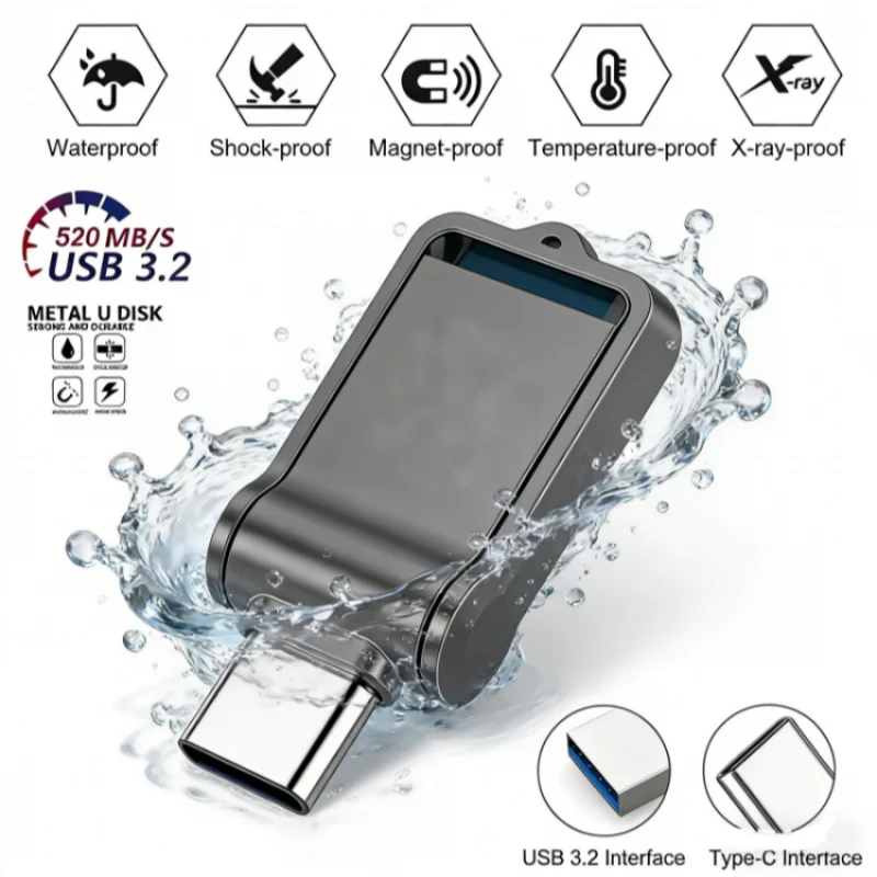 2TB Flash Drive High Speed USB 1TB 512GB Type-C Interface Dual-Use Flash Memory Stick For Mobile Phone Computer Disk 2026