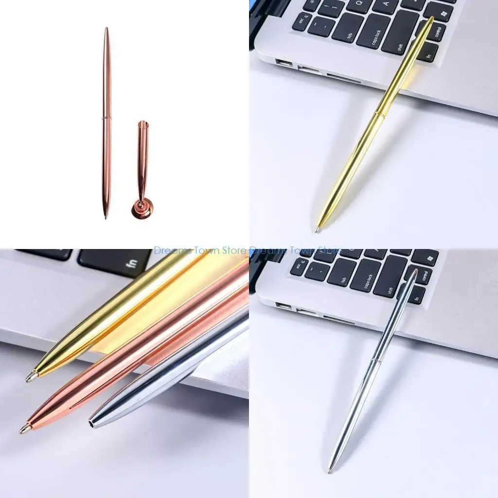 

HX6A Business Ballpoint Pen Twist Action Signing Pen with Metal Pen Stand for Office