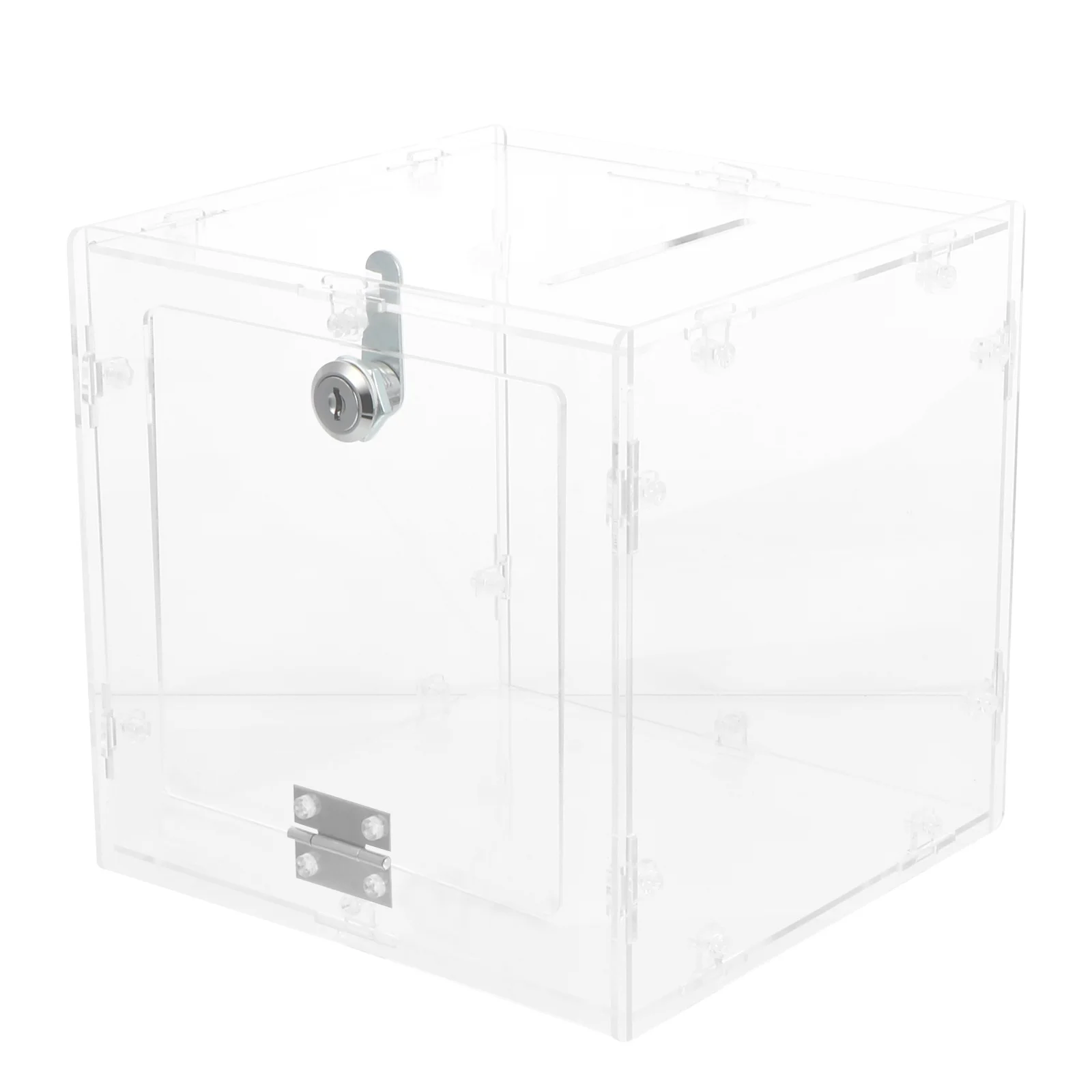 Transparent Acrylic Ballot Box Secure Lock Donation Ticket Suggestion Container for Voting Events Ballot Box