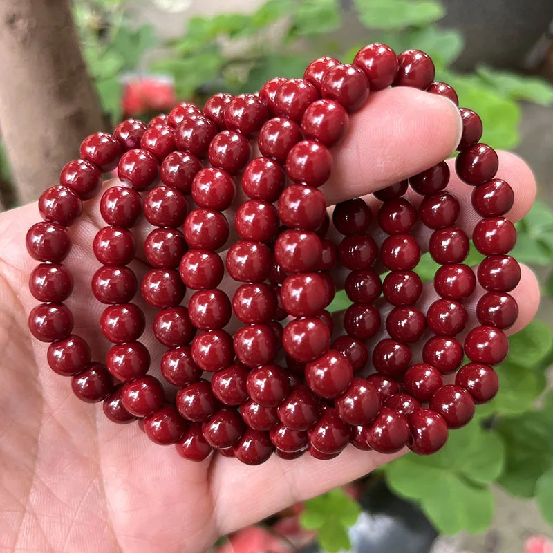 Red Cinnabar Bracelet Good Luck Five Element Color Round Bead God of Wealth Blessing Bracelet Lovers Men Women Mom Gift Jewelry - Image 3