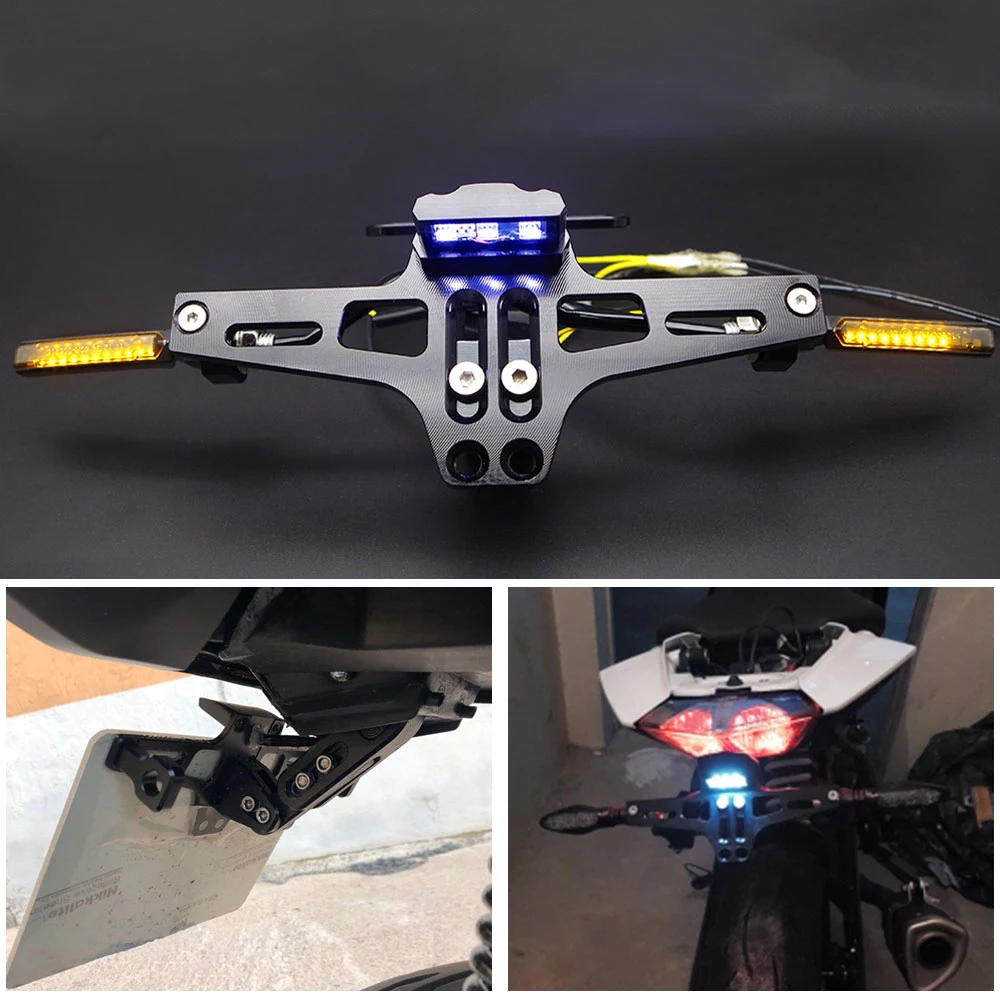 Motorcycle License Number Plate Holder Frame CNC Aluminum Adjustable Turn Signal Light Bracket for Bmw R1150Rt R1200Gs 2004-2014