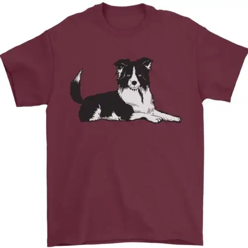 A Border Collie Dog Lying Down Mens T-Shirt 100% Cotton