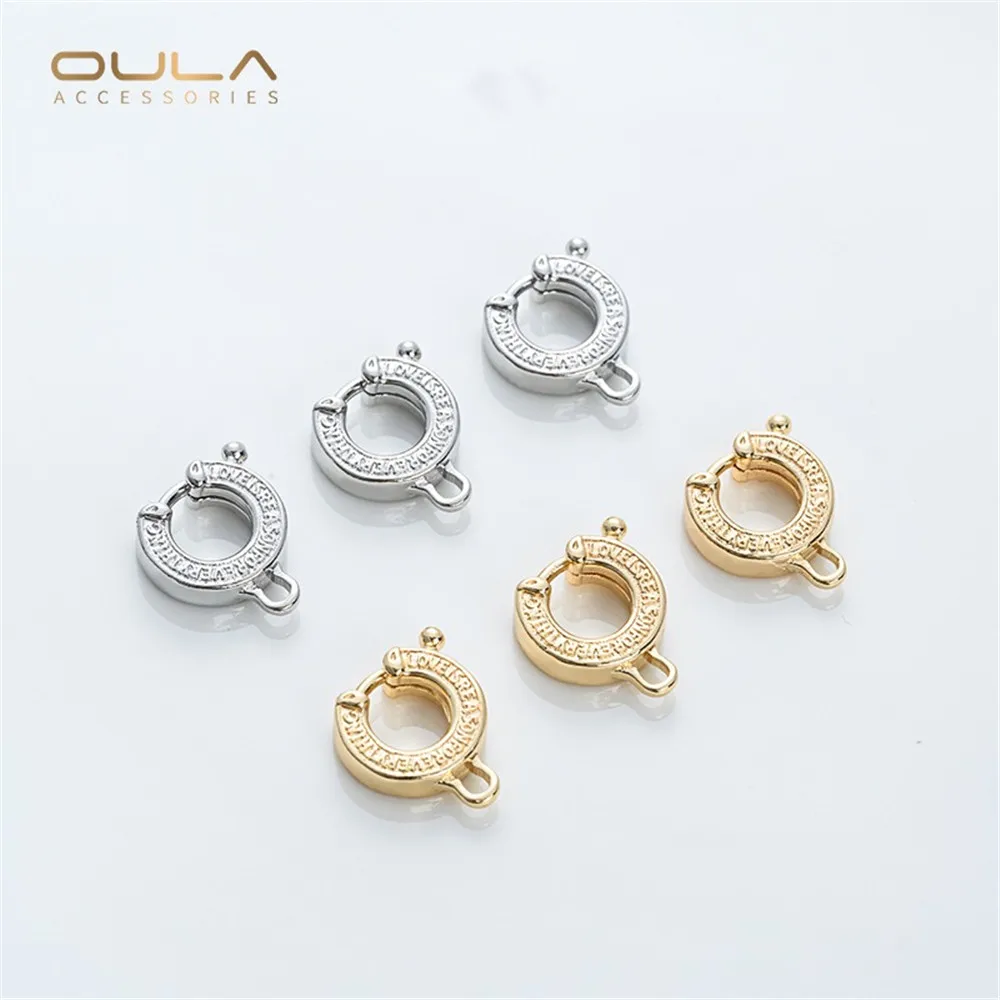 

1pcs 14K Copper-wrapped Real Gold Spring Buckle, Retro Horseshoe-shaped English Ring Diy Jewelry Ending Buckle Accessory