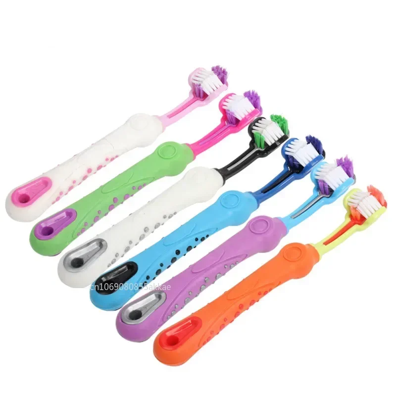 Three Sided Pet Toothbrush Three-Head Multi-angle Toothbrush Effective Cleaning Dog Cat Brush Bad Breath Cleaning Care Tools