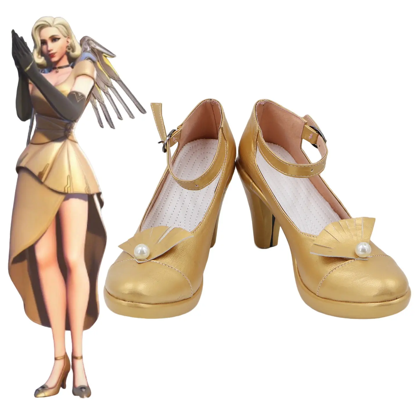 

Game Anime Cosplay Boots Mercy Overwatch Shoes Adult Halloween Party Costume Accessories Custom Made