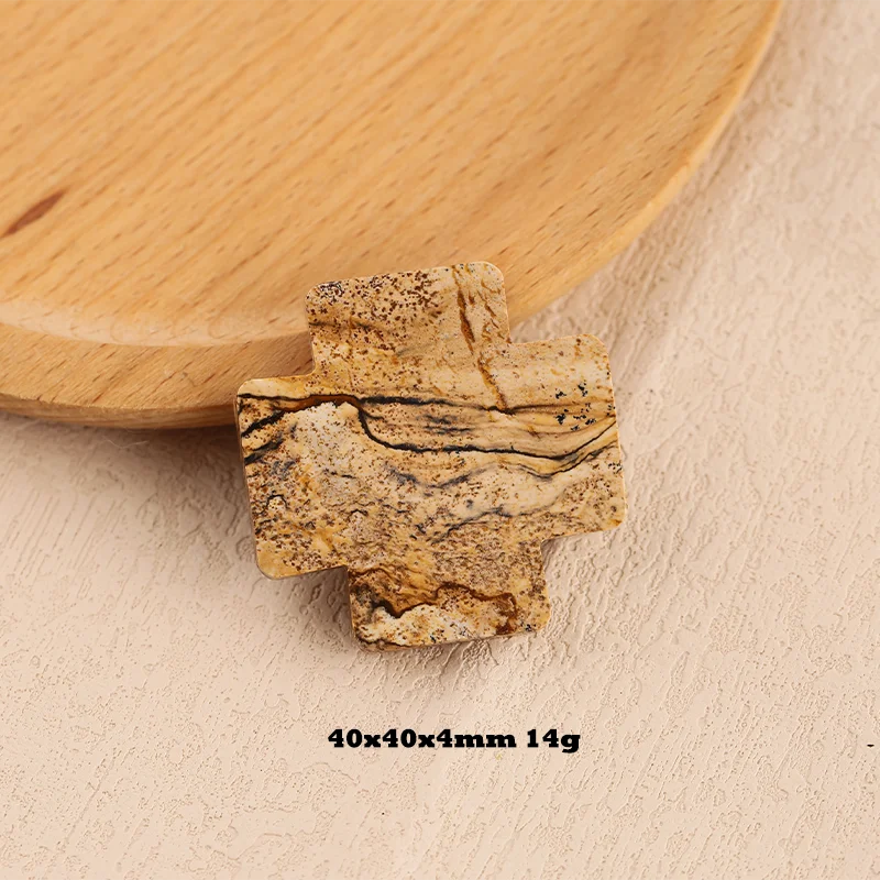 Natural Stone Picture Jasper Cross Carved Pendant for Necklace,Jewerly accessories for Jewelry Making