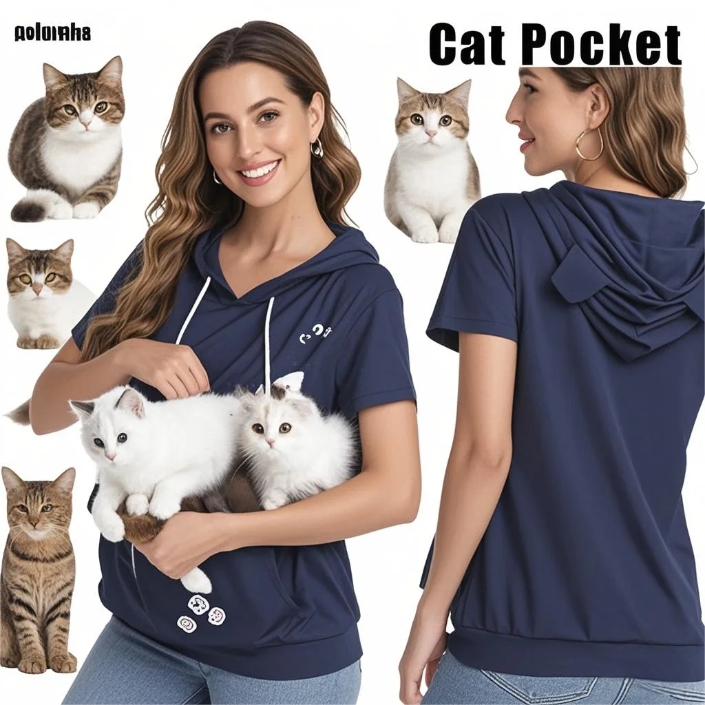 

Cat Lovers Hoodie T-shirts Kangaroo Sweatshirt Women's Top Dog Cat Pet Paw Dropshipping Animal Pocket sweatshirtWoman clothing