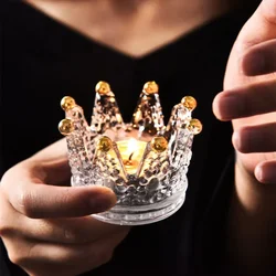 Glass Crystal Crown Candle Holders Home Decor Wedding Decoration Accessories Candlesticks For Candelabro Centerpiece Vintage