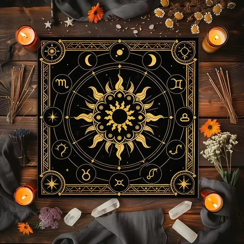 Triple Moon Celtic Knot Constellation Sun Flower Altar Cloth Tarot Card Tablecloth Wicka Astrology Divination Spiritual Decor