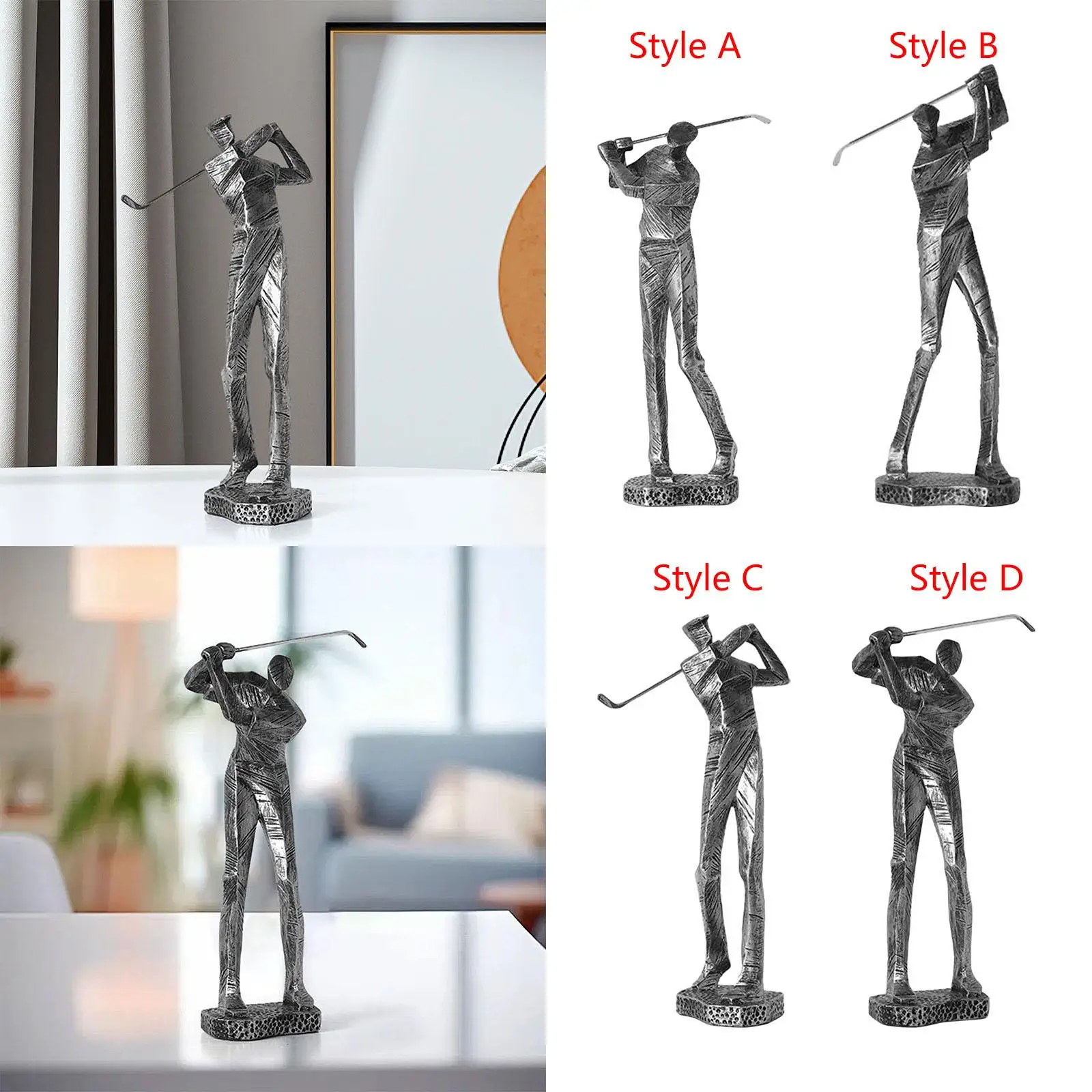 Golfer Sculpture Desk Ornament Resin Figurine Golfing Statue