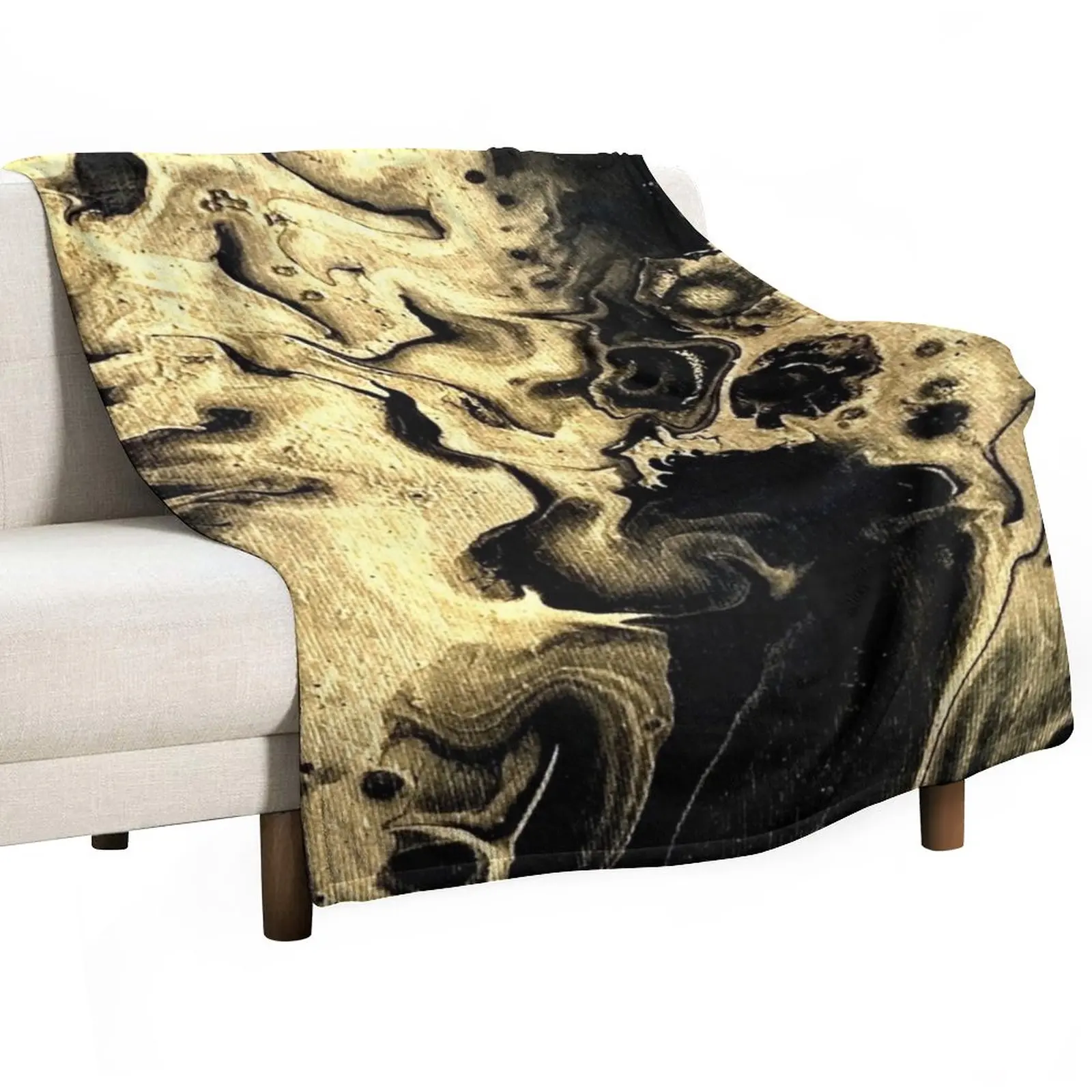 

New Gold and Black Fluid Art Throw Blanket Sofas Warm Luxury Blankets