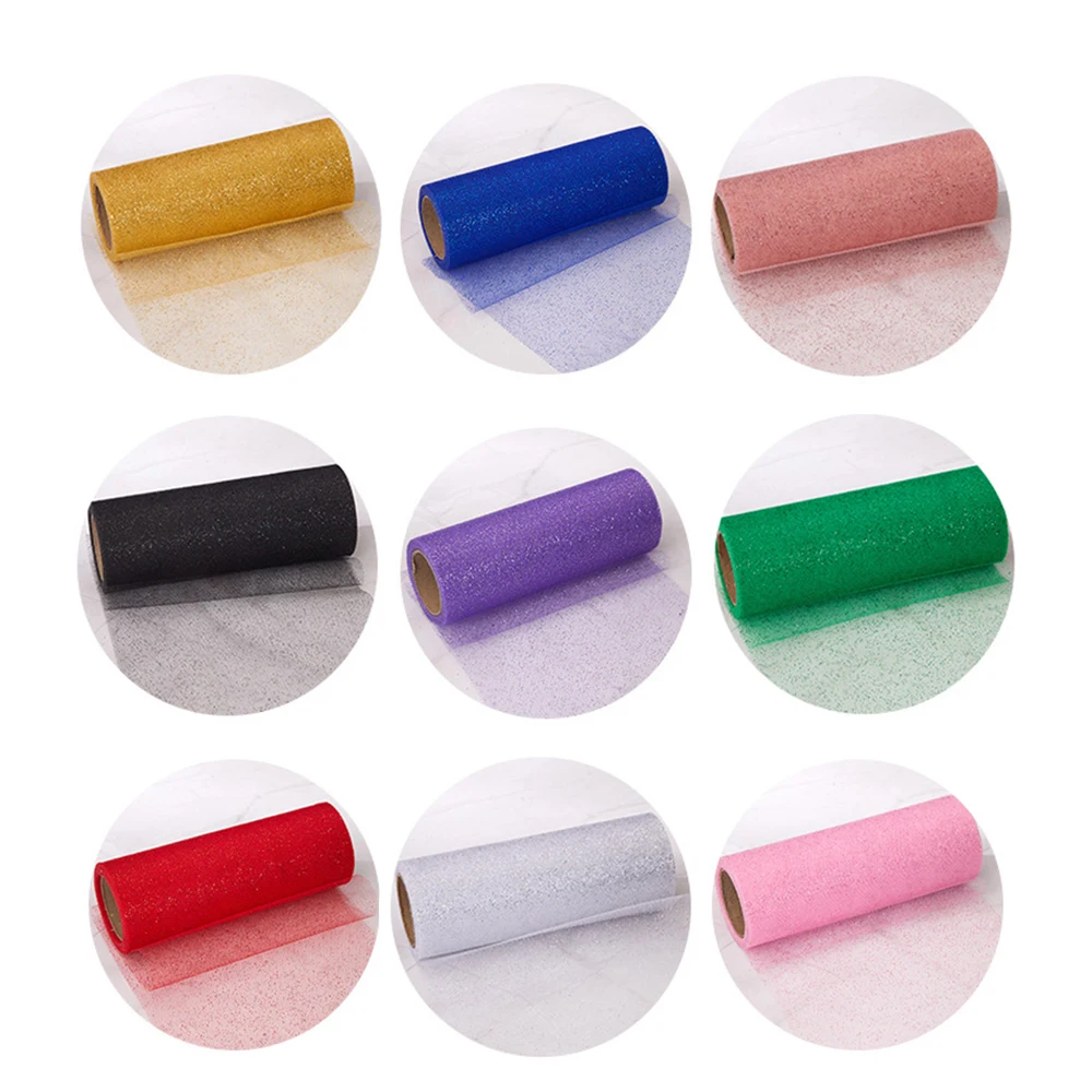 Multicolors Tulle Rolls Polyester 6in x 10Yards Wedding Decoration Sparkly Glitter Sequin Tulles Mesh Party Supplies Material