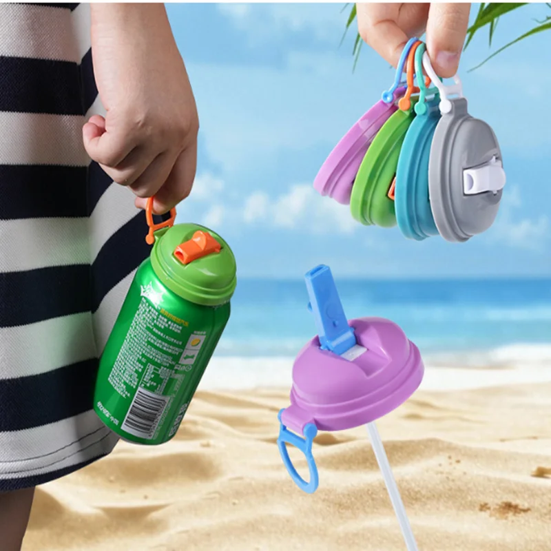 2pcs Randomly soda can straw lid,reusable plastic can cover with straw hole, flip top drink cap 54mm standard soda beverage cans