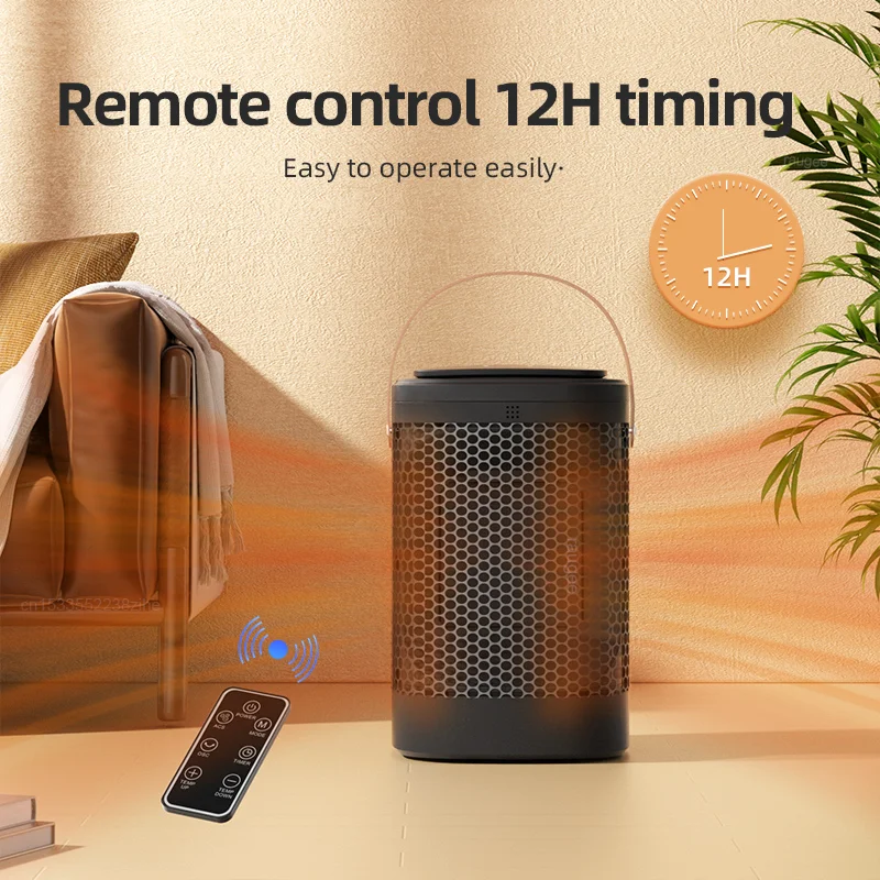 Electric PTC Fan Heater Portable Hot Air Warmer Bathroom Living Room Heating 3 Gear Temperature Remote Control Household Heater