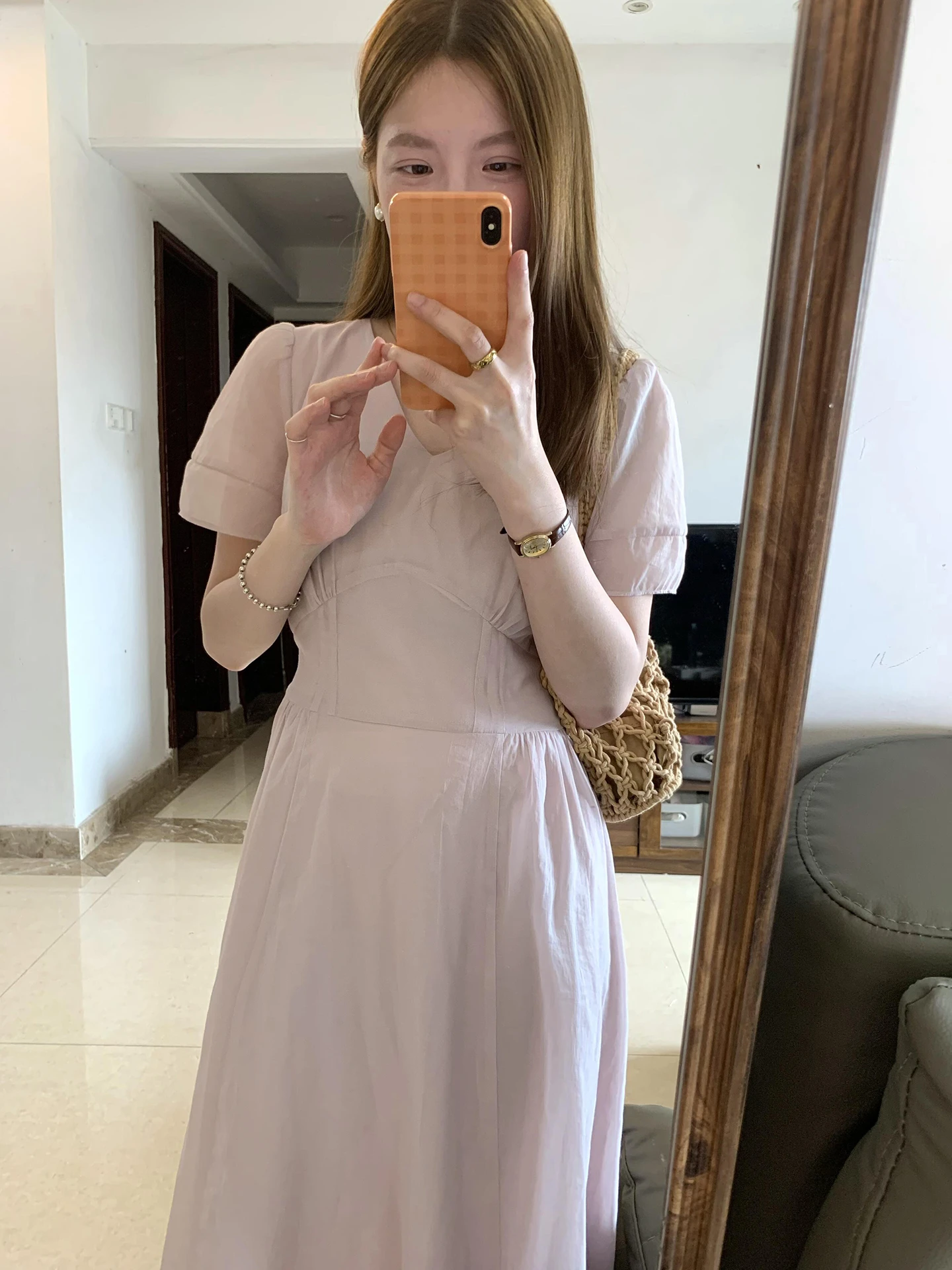 Ele Paars V-Ne Dr Dames Zomer 2025, Nieuwe Sle Sweet Hoge Taille A-lijn Dr. S Sve Slim Fit Dagelijkse kleding