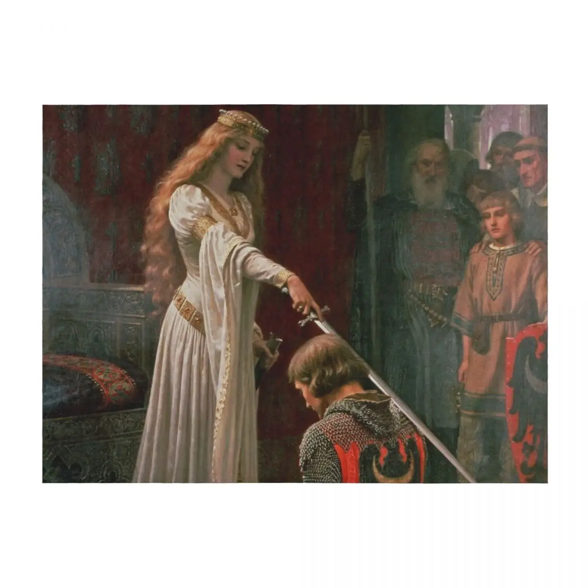 

Accolade by Edmund Blair Leighton Medieval Knight Sword and Lady Original Painting HD Throw Blanket Flannel Blankets