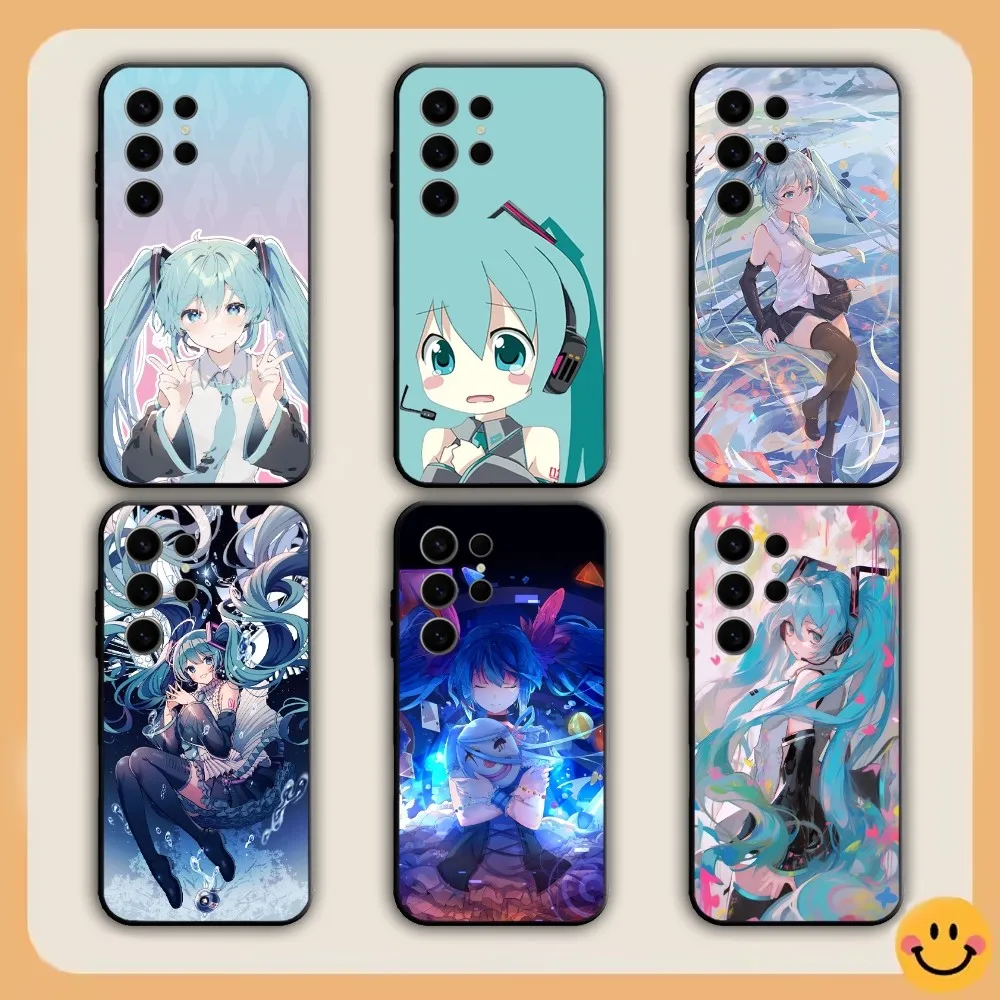 Cute H-Hatsune M-Miku Phone Case For Samsung S21,S22,S23,S24,S30,Ultra,S20,S30,Plus,S21 Fe,Note20 5G black Cover