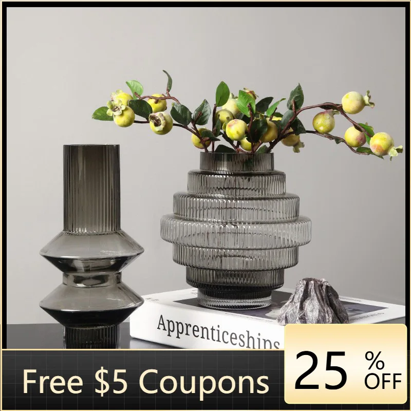 

YFY New Glass Vase Nordic Modern Home Living Room Model Room Sales Office Hotel Flower Arranger Small Ornament
